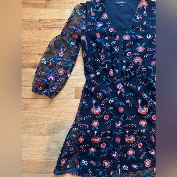 Sam Edelman RED PANSY Floral Embroidered Mesh Blouson Dress size 0 - Picture 3 of 8